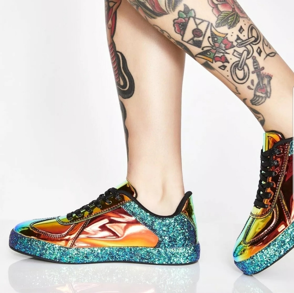 Luminous Hologram Glitter Kicks Sneakers Brand New - Picture 3 of 8